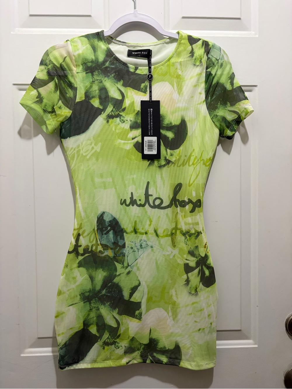 White fox  Green Print minidress Sm
